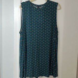NWOT LANE BRYANT green/cream/brown sleeveless tunic